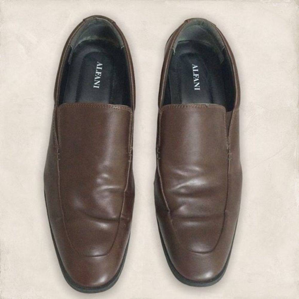 Alfani‎ Brown Faux Leather Men’s Loafers Size 10